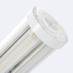 Ampoule LED corn cylindrique corps aluminium à bandes LED visibles embouts plastique blanc pour éclairage extérieur