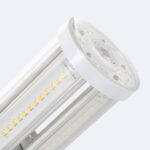 Ampoule LED forme corn cylindrique à modules LED multiples, boîtier blanc et diffuseur transparent