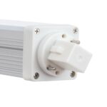 Tube LED culot G24, corps aluminium à ailettes argenté, embout blanc avec broches