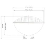 Ampoule submersible PAR56 dessin technique montrant coupe hémisphérique et côtes dimensionnelles