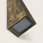 Applique murale extérieure en métal noir doré, finition brossée, diffuseur en verre rectangulaire