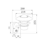 Applique murale extérieure en acier galvanisé avec capteur PIR, abat-jour rond et fixation compacte
