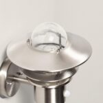 Applique murale extérieure en acier inoxydable avec globe transparent et détecteur PIR