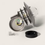 Applique murale extérieure acier inoxydable dôme en verre disques superposés fixation murale avec vis