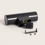 Applique murale extérieure cylindrique double face anthracite en métal, boîtier et support de fixation visibles
