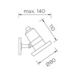 Spot mural orientable cylindrique, corps réglable sur platine, diamètre 80 mm