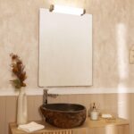 Applique LED murale blanche rectangulaire pour miroir, diffuseur opalin, fixation supérieure