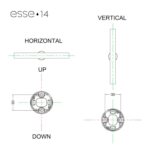 Applique murale LED, schéma technique montrant base circulaire 30 mm et orientations horizontale et verticale