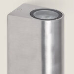 Applique murale aluminium brossé argenté, corps rectangulaire et module cylindrique