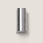 Applique murale cylindrique en aluminium brossé argenté, fixation verticale avec diffuseur rond