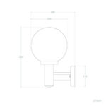 Applique murale extérieure à globe blanc en aluminium, bras et support mural cylindrique