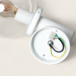 Applique murale extérieure blanche en aluminium, support cylindrique et platine ronde avec câblage visible