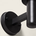 Applique murale noire en aluminium, corps cylindrique avec platine murale ronde