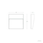 Applique murale carrée en saillie, profil fin, dimensions 105×105×24 mm