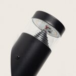 Applique murale extérieure noire en métal avec globe en verre et module LED apparent