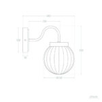 Applique murale extérieure en métal et verre, globe sphérique et bras courbé