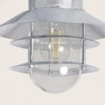 Applique murale extérieure en acier galvanisé avec globe en verre transparent et abat-jour à disques
