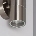 Applique murale cylindrique en acier inoxydable satiné orientée vers le bas