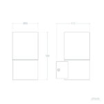 Applique murale extérieure rectangulaire à deux blocs superposés