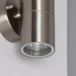 Applique murale cylindrique en acier inoxydable satiné, fixation murale, éclairage orienté vers le bas