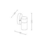 Applique murale extérieure cylindrique en acier inoxydable satiné, fixation murale