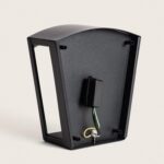 Applique murale extérieure noire en acier inoxydable finition mate, forme trapézoïdale, câblage apparent