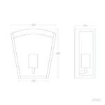 Applique murale extérieure trapézoïdale à diffuseur rectangulaire intérieur, montage mural