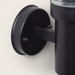 Applique murale extérieure noire cylindrique à platine ronde de fixation