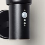 Applique murale extérieure noire en acier inoxydable avec détecteur PIR et trois LED