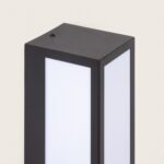 Applique murale rectangulaire métal noir avec panneaux diffusants blancs, fixation murale