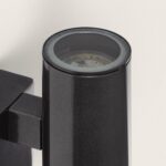 Applique murale extérieure cylindrique noire en métal, éclairage haut et bas