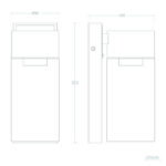 Applique murale rectangulaire acier inoxydable avec diffuseur en verre pour usage extérieur