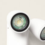 Applique murale extérieure blanche en aluminium, deux spots LED cylindriques
