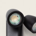 Applique murale double spot noir aluminium, têtes réglables, fixation murale compacte