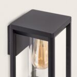 Applique murale extérieure aluminium anthracite rectangulaire avec vitrage transparent et ampoule à filament