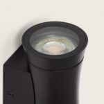 Applique murale extérieure cylindrique noire en aluminium avec lentille en verre pour spot LED