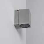 Applique murale extérieure carrée en aluminium argenté, spot encastré orienté vers le bas