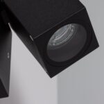 Applique murale extérieure carrée en aluminium noir avec lentille circulaire