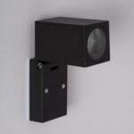 Applique murale noire en aluminium, tête carrée orientable avec lentille