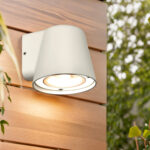 Applique murale extérieure blanche en aluminium, forme conique orientée vers le bas, finition mate