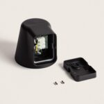 Applique murale extérieure noir mat en aluminium, boîtier ouvert avec plaque de fixation et vis