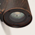 Applique murale extérieure cylindrique en aluminium finition wengé, projecteur orienté vers le bas