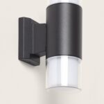 Applique murale extérieure cylindrique anthracite en aluminium avec diffuseur opalin double face