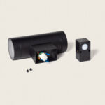 Applique murale extérieure noire en aluminium cylindrique double éclairage