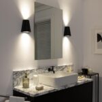 Applique murale noire conique, éclairage haut et bas, fixation murale pour salle de bains