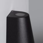 Applique murale extérieure aluminium noir mat conique avec lentille circulaire