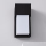 Applique murale rectangulaire noire à diffuseur blanc, montage mural extérieur