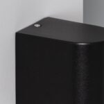 Applique murale extérieure noire en aluminium, finition texturée, forme rectangulaire arrondie, fixation murale