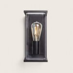 Applique murale extérieure à abat-jour verre rectangulaire, support métal noir mat et douille cylindrique