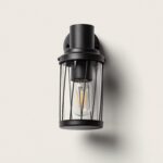 Applique murale extérieure noire en métal, cage cylindrique ouverte, montage mural